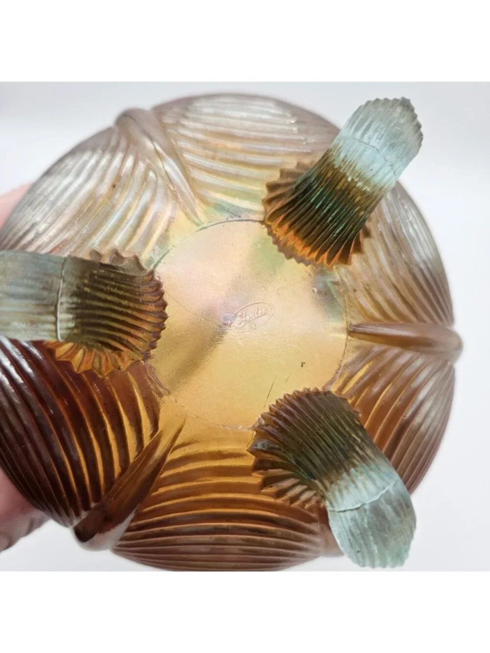 Fenton Aqua Marigold Carnival Glass Drapery 9